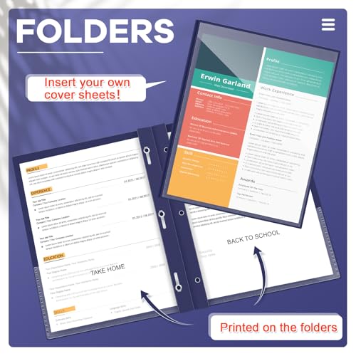 Henoyso 48 Pcs Plastic Folders with Clear Front Pocket and 3 Prong Take Home Plastic 2 Pocket Folder Back to School for Students Parent Teacher Communication for School Office (Navy Blue) - color: Navy Blue