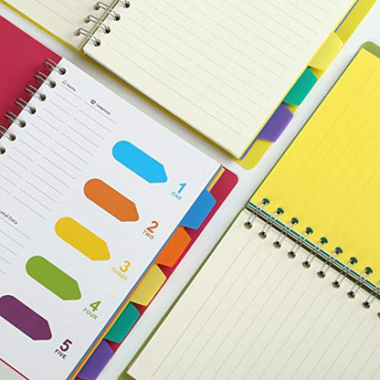 KESOTE 5 Subject Spiral Notebook with Divider Tabs, A5 Wide Ruled 5.7" × 8.5" Hardcover Tabbed Notebook Journal, 240 Pages, Green - color: Green