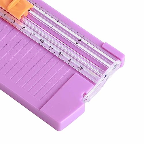 Paper Cutter Efficient Light Duty Mini Folding Trimmer Clear Scale for Scrapbook Supplies Craft Paper Trimmer for Cardstock, 5 Color Options (Purple) - color: Purple