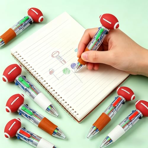 Oneshow 18 PCS Mini Football Pens 4 Color Ballpoint Pens Party Favors | Cute Multicolor Pens Goodie Bag Fillers Sports Party Gifts Classroom Rewards Back to School Supplies - style: Football-18PCS