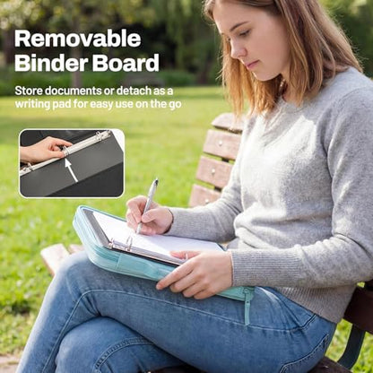SUNEE Zipper Binder 1 Inch, Removable 3-Ring Binder, 175-Sheet Capacity, 5-Tab Dividers Expanding File Folder, Small Binder Bag Organizer Storage for Student School Classroom Supplies, Sky Blue - color: Sky Blue