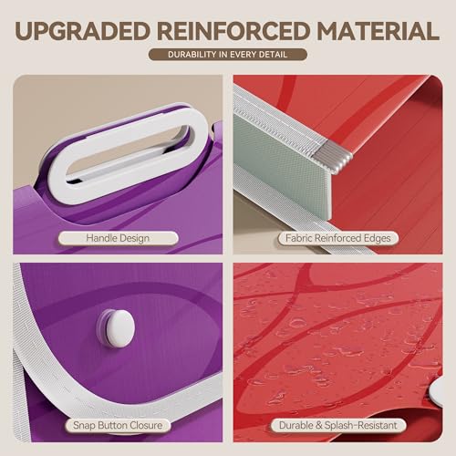 ABC life 2 Pack Plastic File Folder with Handle | Fits Letter/A4, Snap Closure for School, Office, Travel, Tax Documents - Red&Purple - color: Red&purple, size: 2 PACK