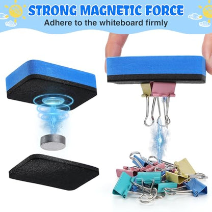 24Pcs Strong Magnetic Dry Erase Eraser, Classroom Must Haves, Rectangle | 4 Color Mini Whiteboard Eraser, Classroom Essentials for Kindergarten, Prek, Elementary, Office - style: Rectangle