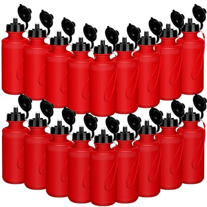 Zubebe 36 Pcs Sports Water Bottles Bulk Squeeze Reusable Plastic Water Bottles Back to School Supplies Summer Gifts for Students School Travel Hiking Cycling Event Team Gift - color: Red