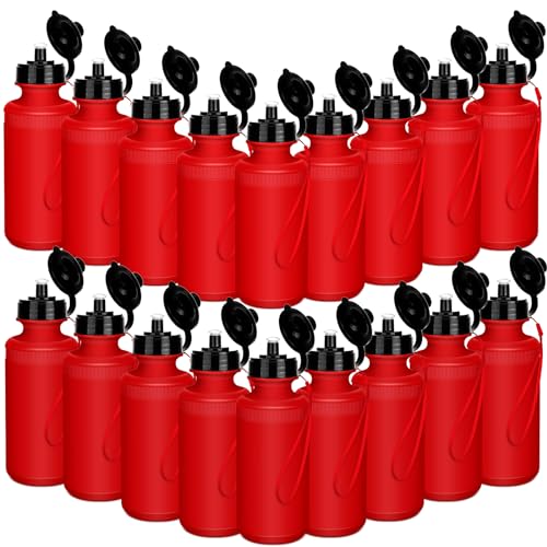 Zubebe 36 Pcs Sports Water Bottles Bulk Squeeze Reusable Plastic Water Bottles Back to School Supplies Summer Gifts for Students School Travel Hiking Cycling Event Team Gift - color: Red
