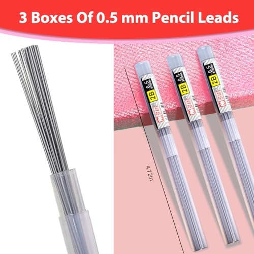 Cute Strawberry Mechanical Pencil Set Include 3Pcs Kawaii Mechanical Pencils,3 Tubes Mechanical Pencil Lead Refills,3Pcs Strawberry Erasers,Strawberry School Supplies for Office School Supplies