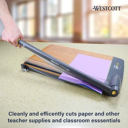 Westcott TrimAir Guillotine Paper Cutter, Paper Trimmer with Sharp and Durable Titanium-Bonded Blade, Maximum Safety Features, 18-Inch, Back to School, School Supplies, Classroom - size: 18-inch