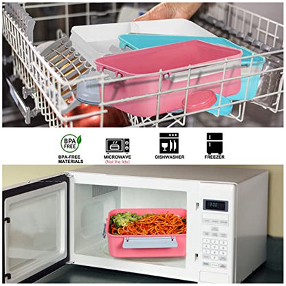 47oz Salad Lunch Container To Go, 3 Pack Salad Bowls Bento Lunch Boxes | Food Storage Meal Prep Containers with Tray/Dressing Containers for Salad, Snacks,Fruit, BPA Free, Microwave Dishwasher Safe - color: Pink & Green & Light Blue