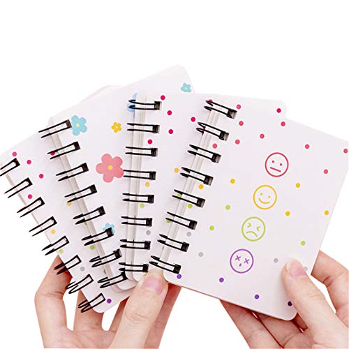 Yansanido Small Spiral Notebook, 4 Pcs 3.14 Inch x 4.13 Inch 4 Style Design Thick Hardcover Blank Pages 80 Sheets -160 Pages Journals for Study and Notes(Spiral 3.14 x4.13 Inch 4set, 3.14 x4.13 Inch)