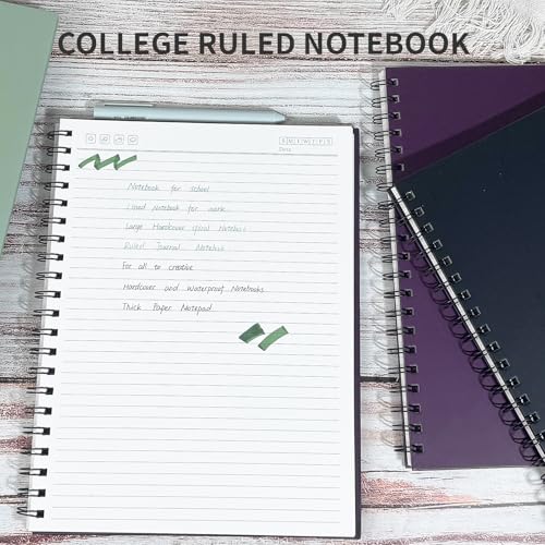 YINUOYOUJIA Lined Notebook 8.5" x 11"Spiral Notebook -4 Pack Large Hardcover Notebook 7mm College Ruled Notebook 120 Pages 100 GSM Thick Hardcover Journal for School (College)