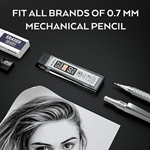 Nicpro 600pcs Mechanical Pencil Refills 0.7 mm, Break Resistant Mechanical Pencil Refills 2B, 60 Pack Per Tube, 10 Tubes - size: 60 Count (Pack of 10), style: 0.7 2B