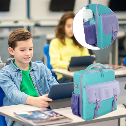 3 Ring Zipper Binder Bag for 700+ Sheets Capacity Detachable Backpack Straps & Shoulder 14 Inch Laptop for School and Office (Light Blue)