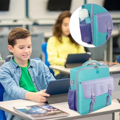 3 Ring Zipper Binder Bag for 700+ Sheets Capacity Detachable Backpack Straps & Shoulder 14 Inch Laptop for School and Office (Light Blue)