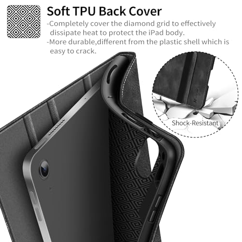 H HOLIMET Case for iPad Air 11 inch 2026 M4/2025 M3, iPad Air 4th/5th/6th Generation 10.9 Inch with Pencil Holder Pocket Typing Angle Auto Sleep/Wake Muti-Stand Vegan Leather - color: Ash Black