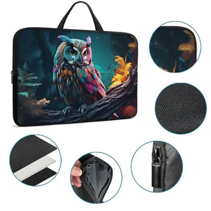Laptop Sleeve Bag with Handle Computer Protective Soft Cover Case for 14 Inch 13 Inch Laptop,Art Owl - color: Art Owl