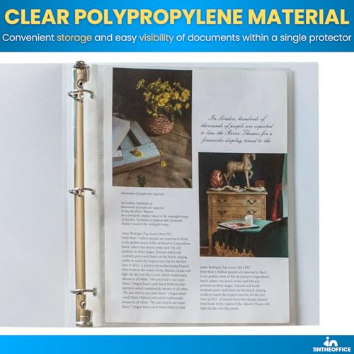 1InTheOffice Heavyweight Sheet Protectors 8.5 x 11, Plastic Sleeves for 3 Ring Binder, Clear, Top Load, 100 Pack