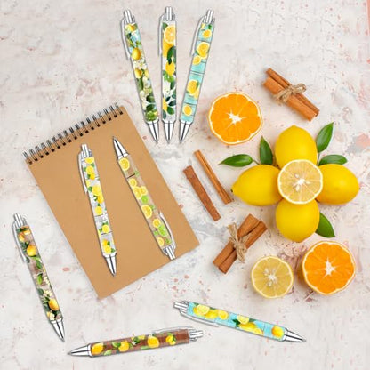 Idealmuzik Lemon Pens Set – Fun Citrus-Themed Pens for Girls, Students, and Stationery Lovers – Smooth Writing Ballpoint Pens for School, Journaling, or Gifts – Bright and Cheery Design, 8 Pack - style: Lemon