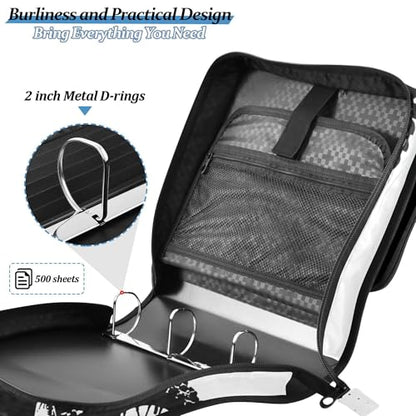 Motocross Rider Zipper Binder with Shoulder Strap, 500 Sheets Capacity, Multiple Pockets 1.5Inch 3 Ring Zipper Binder - color: Motocross Rider