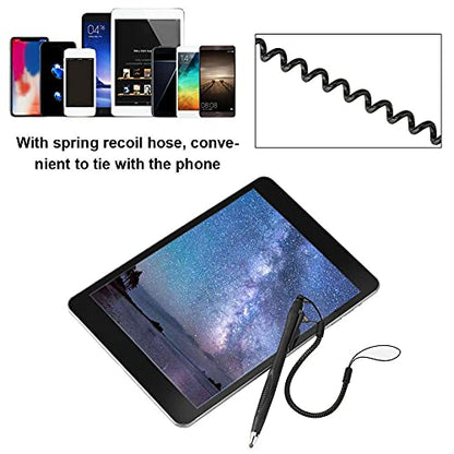 2 Pcs Portable Spring Rope Stylus Pen, Anti-Scratch with Stylus Tip Touch Pen for Touchscreen, high Sensitivity & Precision Capacitive, Stylus Pen for Drawing, Sketching and Note-Taking