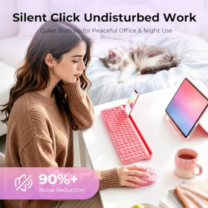 seenda Wireless Trackball Mouse, Ergonomic Bluetooth Rollerball Mouse Rechargeable, 3 Device Connection Optical Mice Adjustable DPI Thumb Control Mice Compatible for PC/Laptop/Windows/Mac - Pink - color: Pink