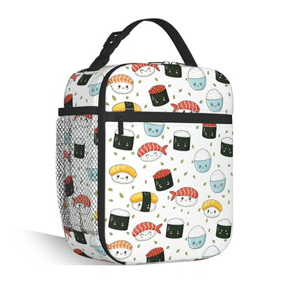 Sushi Lunch Bag for Kids, Insulated School Lunch Tote | Cute reusable lunch bag with large capacity, insulated cooler tote for girls boys school, outdoor activities and snacks - color: Cute Sushi