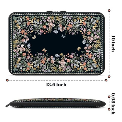 iCasso Laptop Sleeves 13 inch,Retro Laptop Carrying Case Black,13-13.6 inch Computer Sleeve Bag Compatible with MacBook Neo/Air/Pro 13-14 Sleeve, HP Dell ASUS Lenovo Chromebook Notebook,Flowers - color: Black, size: 13-14 Inch