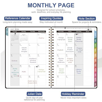 Planner 2026-2027, Weekly and Monthly Academic Year Calendar Planner, July 2026 - June 2027, Daily Agenda Book for Office School Supplies, Letter Size(8.5'' x 11'') - color: C-Black, size: 8.5"x11"(Jul 2026-Jun 2027)