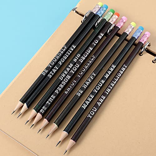 Epakh 100 Pcs Inspirational Pencils Color Changing Pencils Bulk with Eraser HB Wooden Pens Gift for Kids Back to School Gift for Classroom, Student Reward(Black,Classic Style) - color: Black