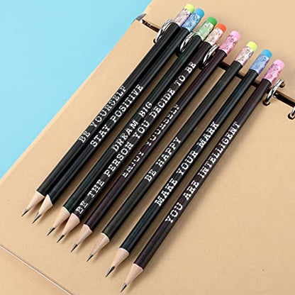 Epakh 100 Pcs Inspirational Pencils Color Changing Pencils Bulk with Eraser HB Wooden Pens Gift for Kids Back to School Gift for Classroom, Student Reward(Black,Classic Style) - color: Black