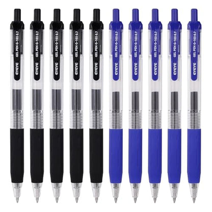 EYEYE G-103 Gel Pen 0.7mm, 5 Black 5 Blue, Medium Point Pens | Retractable, Quick Drying, Ballpoint Pen Fine Point Smooth Writing Pens for Office School Supplies - color: Black+Blue, size: 0.7mm