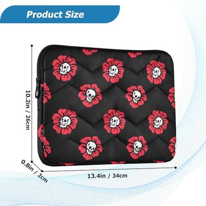 Cute Laptop Sleeve 13 inch Gothic Skulls Flowers Laptop Bag 14 inch Waterproof Computer Bag for Women Laptop Accessories Computer Cover Bag for Tablet Men, A06D24018 - color: Gothic Skulls Flowers