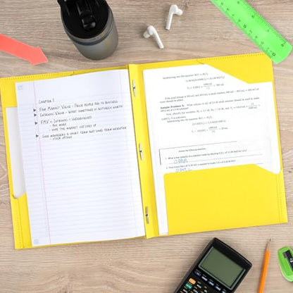 Five Star 2-Pocket Folder, Plastic Folder with Stay-Put Tabs and Prong Fasteners, Holds 8-1/2" x 11" Paper, Vivid Yellow (340300S) - color: Vivid Yellow, size: 1 Count (Pack of 1)