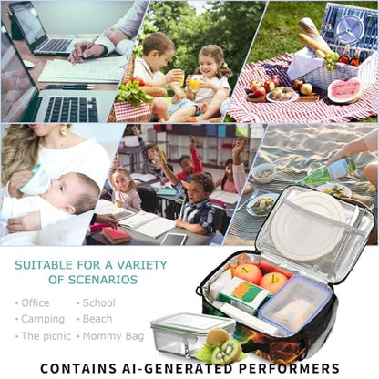 Color Flame Dragon Kids Lunch Box Insulated Lunch Bags Cooler Tote Bag with Removable Shoulder Strap for Boy Girl Student 20847458 - color: Flame Dragon