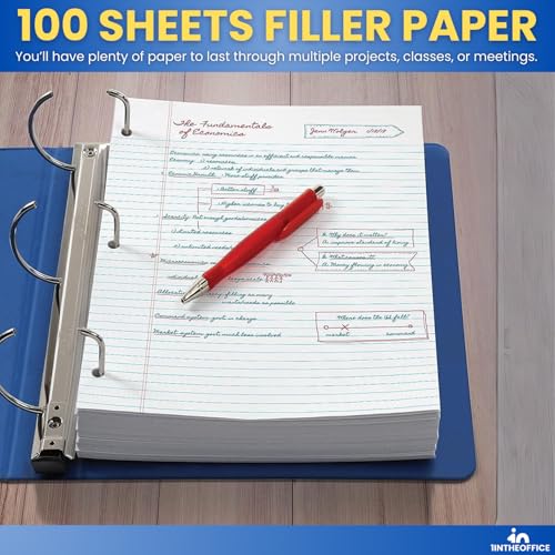 1InTheOffice College Ruled Filler Paper 5.5 x 8.5 Mini Binder Filler Paper, White, 100 Sheets/Pack