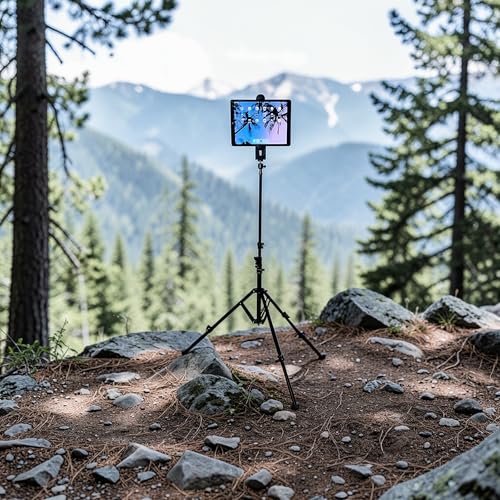 Socialite Elevate Reverse Leg Heavy Duty Light Stand/Tripod, Includes Universal Tablet & Phone Mount for iPad & Smartphone, Perfect for Travel and All Photography, Video. Adjusts 18.9" to 8 feet