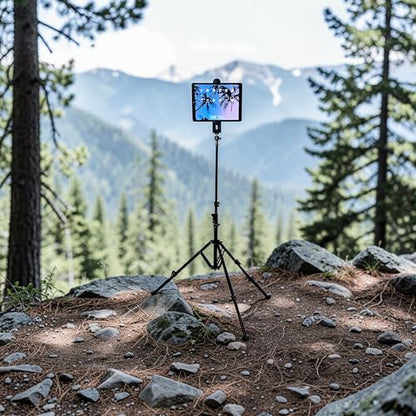 Socialite Elevate Reverse Leg Heavy Duty Light Stand/Tripod, Includes Universal Tablet & Phone Mount for iPad & Smartphone, Perfect for Travel and All Photography, Video. Adjusts 18.9" to 8 feet