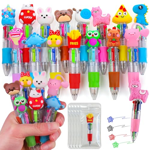 16 Pcs Mini Multicolor Pens in One 4-in-1, Cute Kawaii Ballpoint Pens Bulk with 16 Different Designs, Classroom Rewards, Student Gifts, Party Favors, Back to School Supplies for Kids - style: 16Pcs
