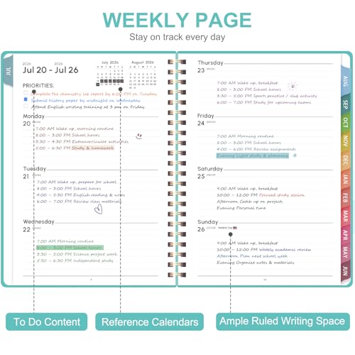 Planner 2026-2027, Academic Weekly and Monthly Calendar Planner, July 2026 - June 2027, Hardcover Spiral Agenda Book, School Supplies for Teacher Student - Letter Size(8.5" x 11") - color: L-Aquamarine, size: 8.5"x11"(Jul 2026-Jun 2027)