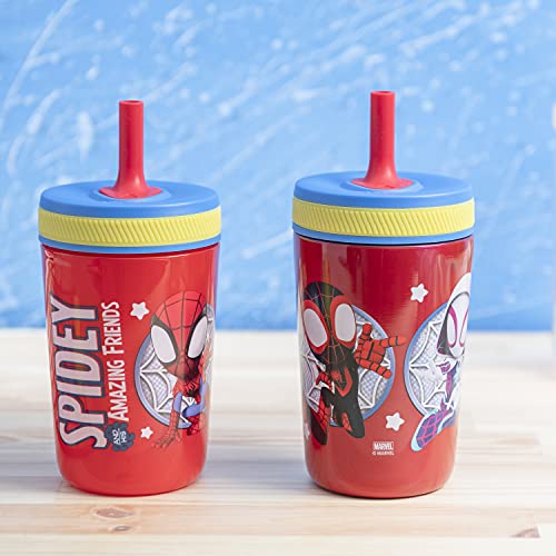 Zak Designs Spidey and His Amazing Friends Kelso Tumbler Set, Leak-Proof Screw-On Lid with Straw, Bundle for Kids Includes Plastic and Stainless Steel Cups with Bonus Sipper, 3pc Set, Non-BPA - color: Spider-man Spidey and His Amazing Friends, size: 3 Pie