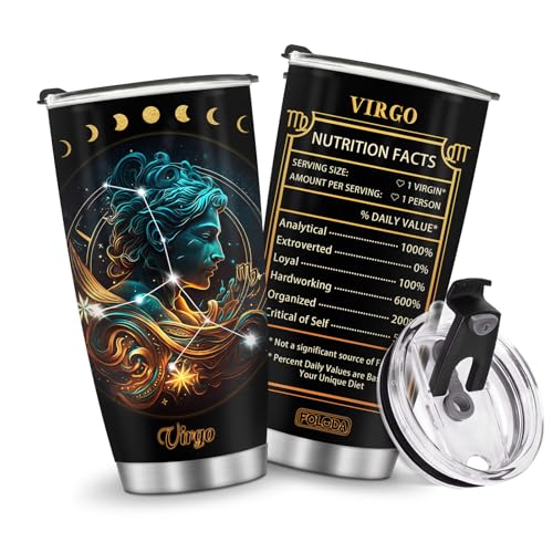 Horoscope Virgo Insulated Tumblers Mug Cup Gifts for Birthday Boys Girls Men Women Son Daughter Travel Essentials Accessories Must Have Cold Iced 20oz - color: Horoscope Virgo-657