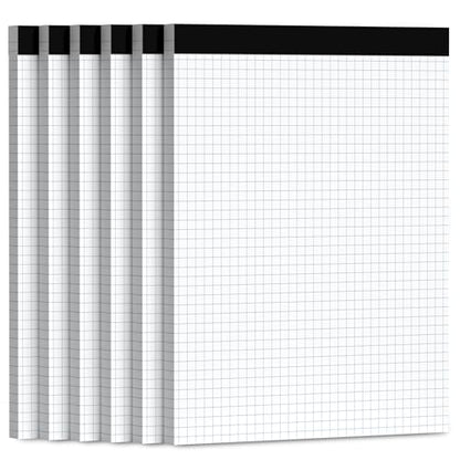 Graph Paper 8.5 x 11, 6 Pack, 4x4 Graph Ruled, Grid Paper 8-1/2 x 11, Blueprint Quadrille Pad 8.5'' x 11'', Easy Tear Off Graph Paper Pad White Grid Notebook, White Draft Paper 30 Sheets/Pad - style: 6 Pack - 8.5 x 11.75 IN - 30 Sheets - White