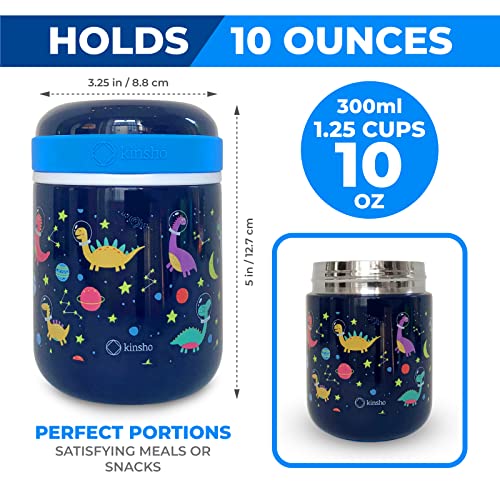 Dinosaur Bento Lunch Box for Boys with Thermo Stainless Steel Food Jar for Hot Food Soup, Insulated Dinosaur Lunch Bag and Ice Pack Set, Kids Container Boxes with 4 Compartments, Blue Space Dino - color: Blue Rocket Dino Set