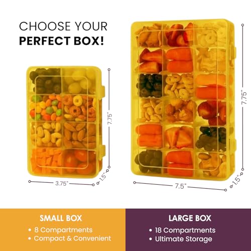 Large Kids Snack Box Containers Set of 2 -100 Labels, BPA-Free, Adjustable Compartments, Dishwasher Safe, Reusable Tray, Food Grade, Meal Prep Container, PARENT TESTED PARENT APPROVED AWARD (Yellow) - color: Yellow, size: Large