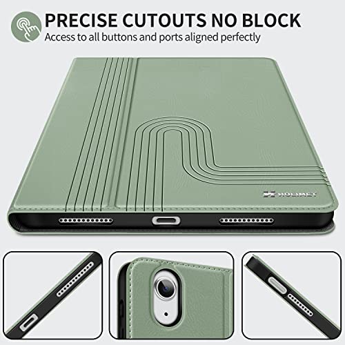 H HOLIMET Case for iPad Air 11 inch 2026 M4/M3 2025/2024 M2 iPad Air 5th Generation 2022/iPad Air 4th Generation 2020 10.9 Inch with Pencil Holder Shockproof Protective Cover Vegan Leather - color: Green 2nd