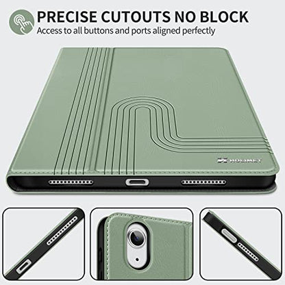 H HOLIMET Case for iPad Air 11 inch 2026 M4/M3 2025/2024 M2 iPad Air 5th Generation 2022/iPad Air 4th Generation 2020 10.9 Inch with Pencil Holder Shockproof Protective Cover Vegan Leather - color: Green 2nd