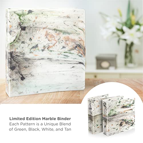 Carstens Limited Edition 2-Inch Green Marble Heavy Duty 3-Ring Binder – Side Opening, Waterproof, Durable Plastic, No-Gap Rings, Holds 300 Sheets, BPA-Free, Made in USA (2843-3R) - color: Marble Green, size: Individual