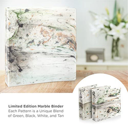 Carstens Limited Edition 2-Inch Green Marble Heavy Duty 3-Ring Binder – Side Opening, Waterproof, Durable Plastic, No-Gap Rings, Holds 300 Sheets, BPA-Free, Made in USA (2843-3R) - color: Marble Green, size: Individual