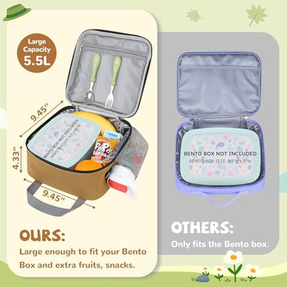REDSHELL Lunch Box Kids, Large Insulated Lunch Bag for Boys Girls, Brown | Tactical Style, Cooler Lunchbag, Square Toddler Lunchbox, School & Daycare, Lunch Tote, Water Bottle Holder, Adjustable Strap - color: Brown