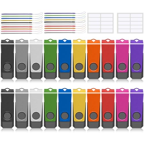 USB Drive Bulk 20 Pack 4GB USB Flash Drives AGECASH USB 2.0 Thumb Drive | Jump Zip Drive FAT32 USB Flash Drive Multipack Flashdrive Memory Stick for Data Storage with 20PCS Lanyard (4GB - Colorful) - color: 20 Pack(Multi-colored), size: 4GB