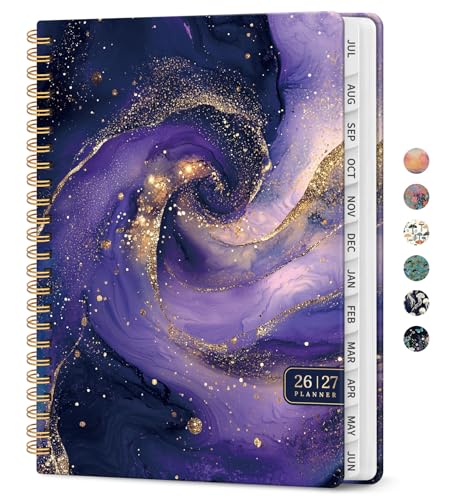 Planner 2026-2027, Academic Year Weekly and Monthly Calender Planner, from Jul 2026 - Jun 2027, Spiral Bound School Planning Book, Perfect for Teacher, Student, Women & Men, A5 (6.3" x 8.5"), Cosmic Amethyst - color: L-Cosmic Amethyst, size: (6.3"x8.5")a5